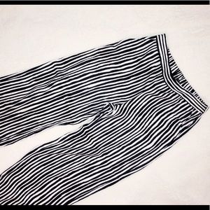 ZARA B&W Striped Satin Wide Leg Pant